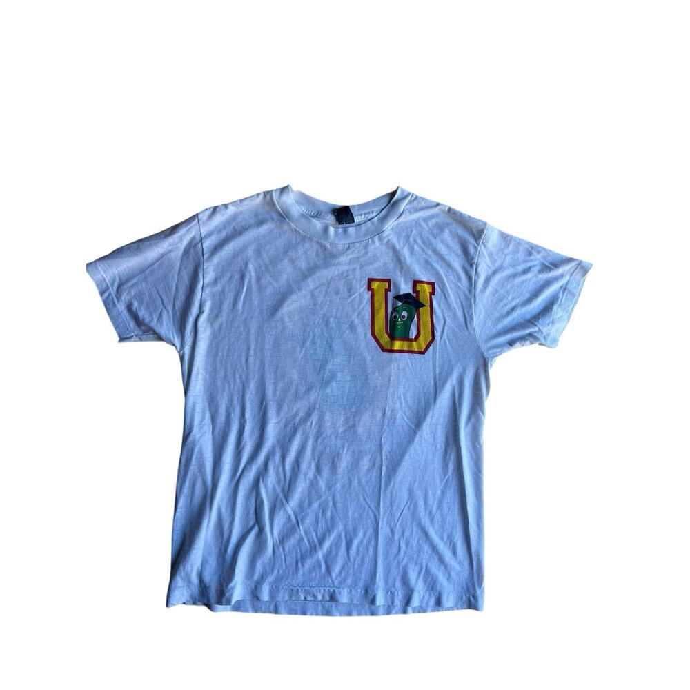 Vintage 1985 University of Gumby Crewneck T-Shirt Men's Size XL 80s Shirt TV - Picture 9 of 9